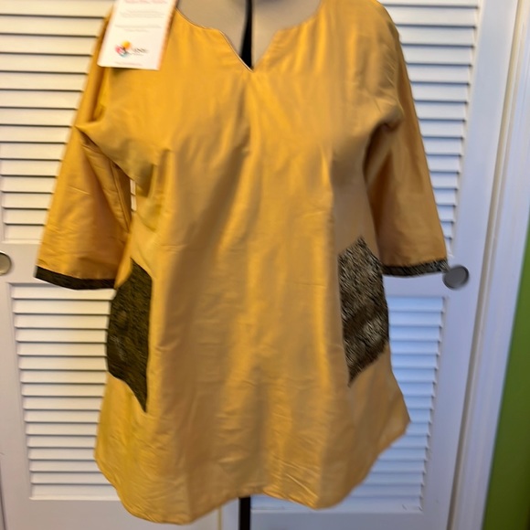 None Tops - Handmade lined gold Indian tunic